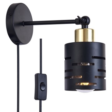 Spot de parede com interruptor ELEN 1xE27/35W/230V preto/dourado