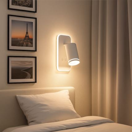 Spot de parede LED PIPE 1xGU10/10W/230V + LED/6W branco