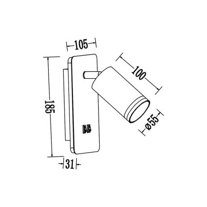 Spot de parede LED PIPE 1xGU10/10W/230V + LED/6W branco