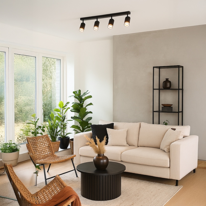 Spot de teto PIPE 4xGU10/10W/230V preto