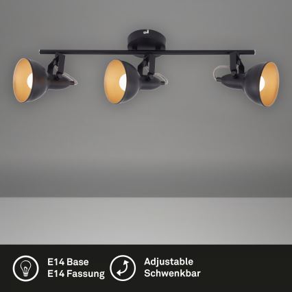 Spot direcionável 3xE14/40W/230V preto