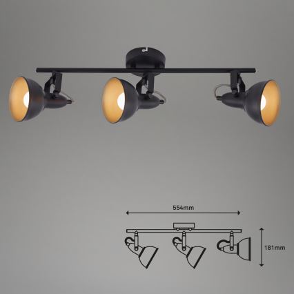 Spot direcionável 3xE14/40W/230V preto