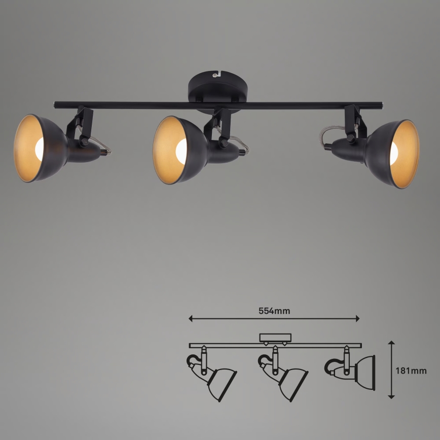 Spot direcionável 3xE14/40W/230V preto