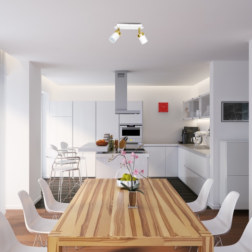 Spot JOKER 2xGU10/25W/230V branco/dourado