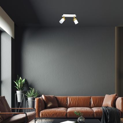 Spot JOKER 2xGU10/25W/230V branco/dourado