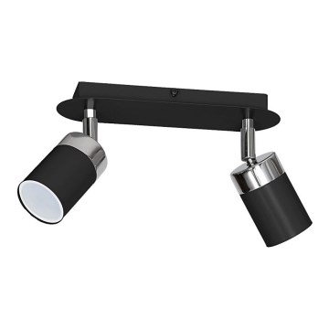 Spot JOKER 2xGU10/25W/230V preto/cromado brilhante