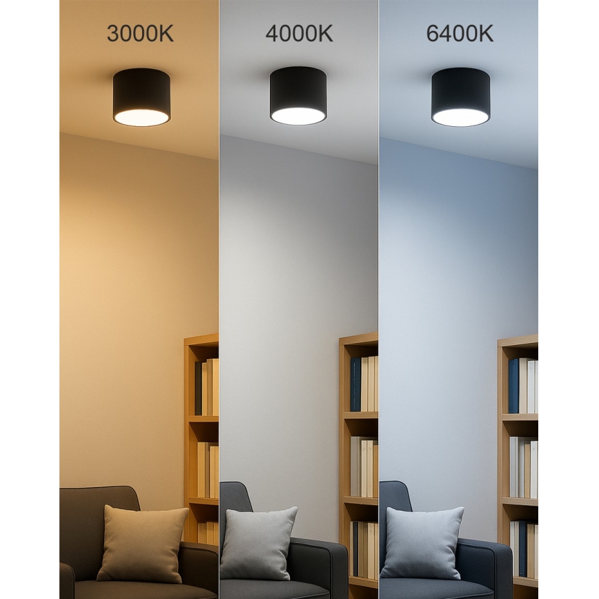 Spot LED 10W/230V 3000/4000/6400K Ø 12 cm preto