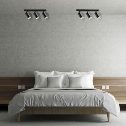 Luminária LED RGBW regulável para casa de banho TURYN 3xGU10/6W/230V 3000K IP44 preta + comando remoto