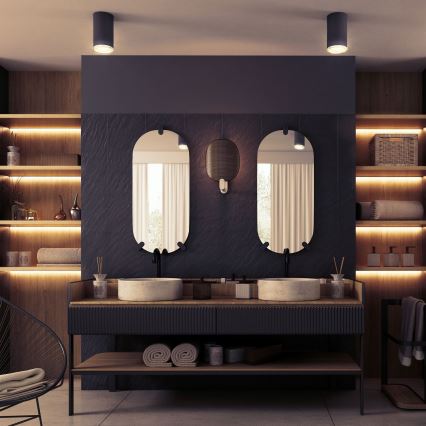 LED RGBW regulável spot para casa de banho TURYN 1xGU10/4,8W/230V 3000K IP44 preto + comando remoto