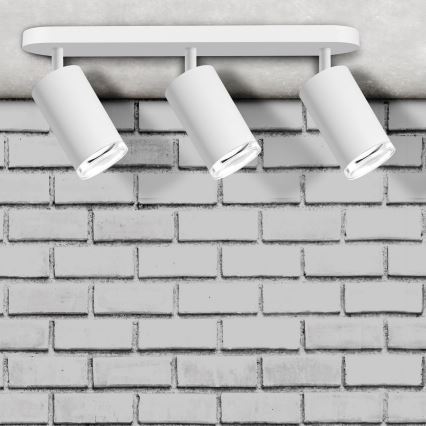 Spot de tecto para casa de banho LED RGBW regulável TURYN 3xGU10/6W/230V 3000K Wi-Fi IP44 branco