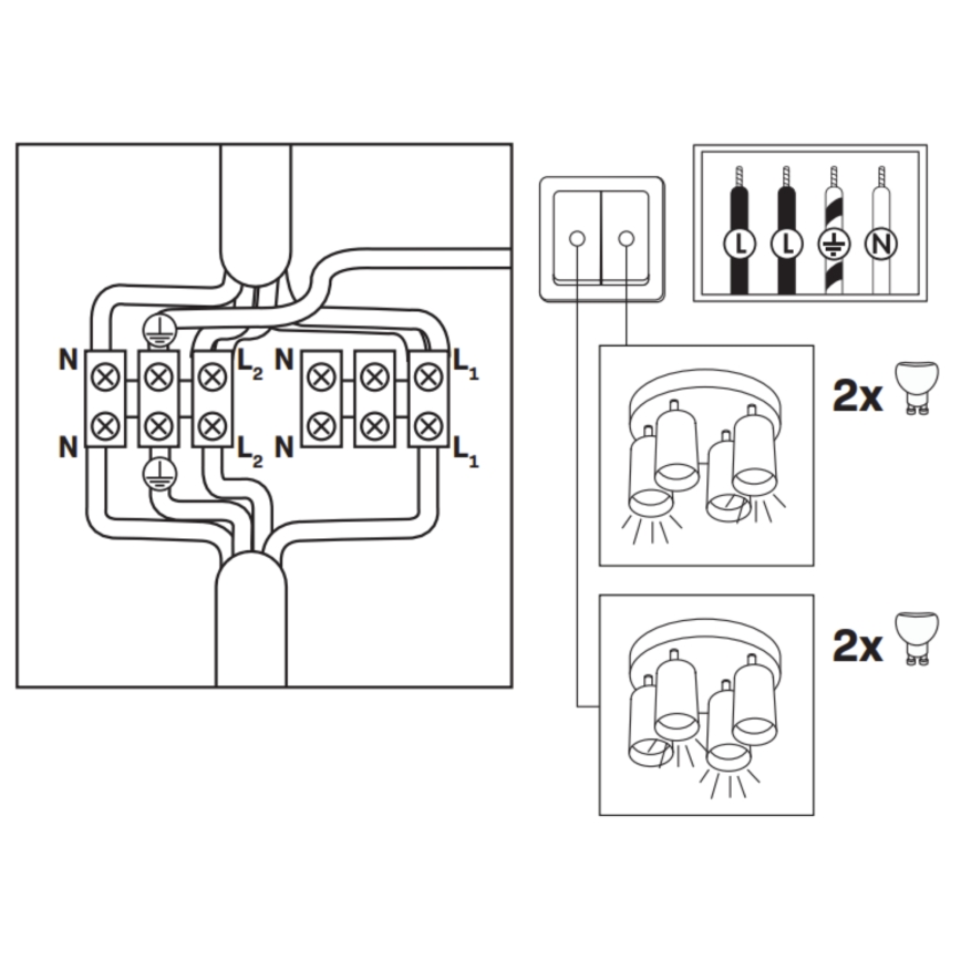 Spot embutido LED RGBW regulável para casa de banho TURYN 4xGU10/6,5W/230V 2700-6500K Wi-Fi IP44 branco