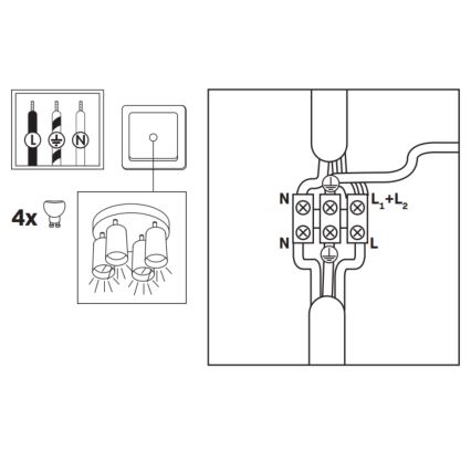 Luminária de focos regulável LED RGBW para casa de banho TURYN 4xGU10/6,5W/230V 2700-6500K Wi-Fi IP44 preta