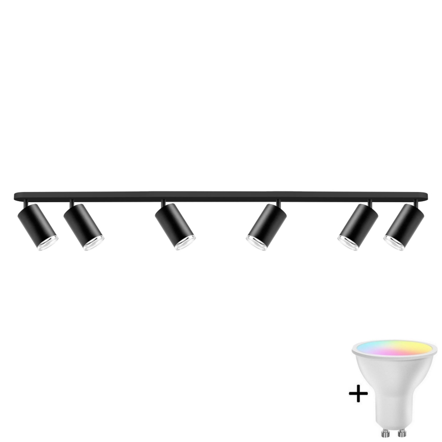 Spot LED RGBW dimerizável para casa de banho TURYN 6xGU10/6,5W/230V 2700-6500K Wi-Fi IP44 preto