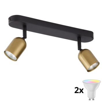 Spot LED RGBW dimerizável TOP 2xGU10/6,5W/230V 2700-6500K dourado/preto