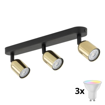 Spot LED RGBW dimerizável TOP 3xGU10/6,5W/230V 2700-6500K preto/dourado
