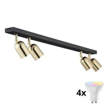 Spot LED RGBW dimerizável TOP 4xGU10/6,5W/230V 2700-6500K preto/dourado