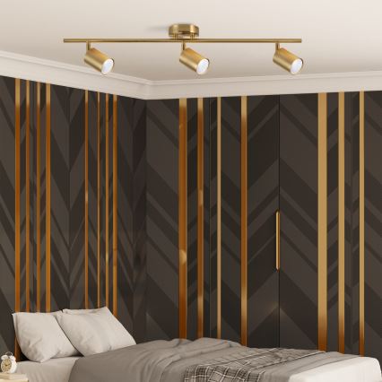 Foco embutido LED RGBW dimerizável GOLDI 3xGU10/6W/230V 3000K dourado + comando remoto