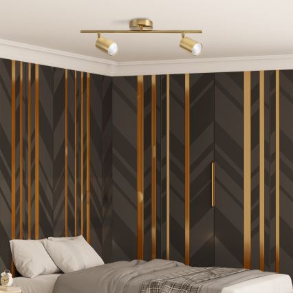 Foco LED RGBW dimerizável GOLDIE 2xGU10/4,8W/230V 3000K dourado + comando remoto