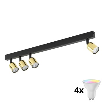 Spot LED RGBW regulável TOP 4xGU10/6,5W/230V 2700-6500K preto/dourado