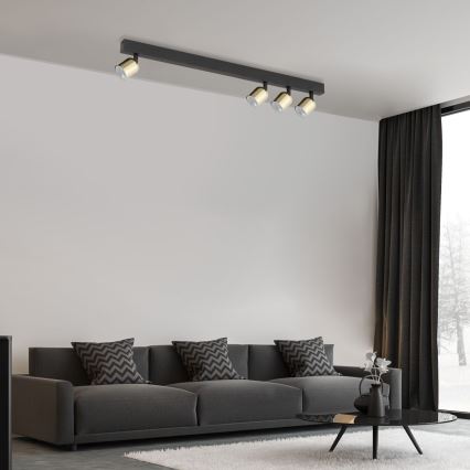 Spot LED RGBW regulável TOP 4xGU10/6,5W/230V 2700-6500K preto/dourado