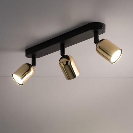 Spot LED TOP 3xGU10/10W/230V preto/dourado