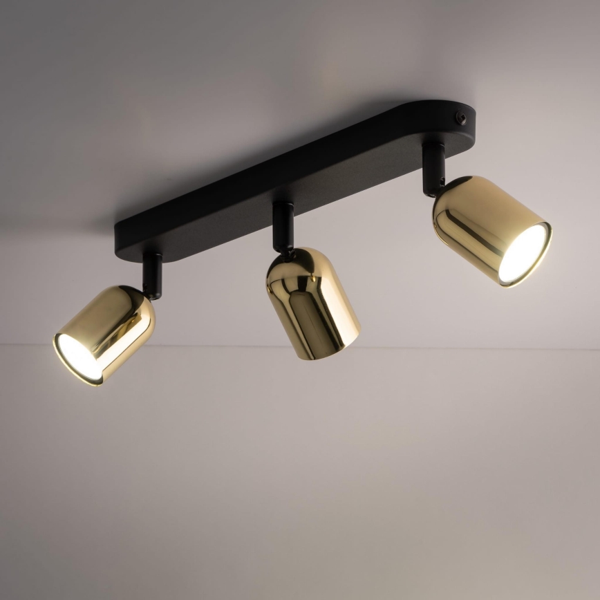 Spot LED TOP 3xGU10/10W/230V preto/dourado