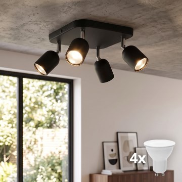 Spot LED TOP 4xGU10/10W/230V preto