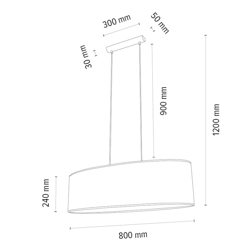 Lustre suspenso MERCEDES 2xE27/40W/230V branco/carvalho