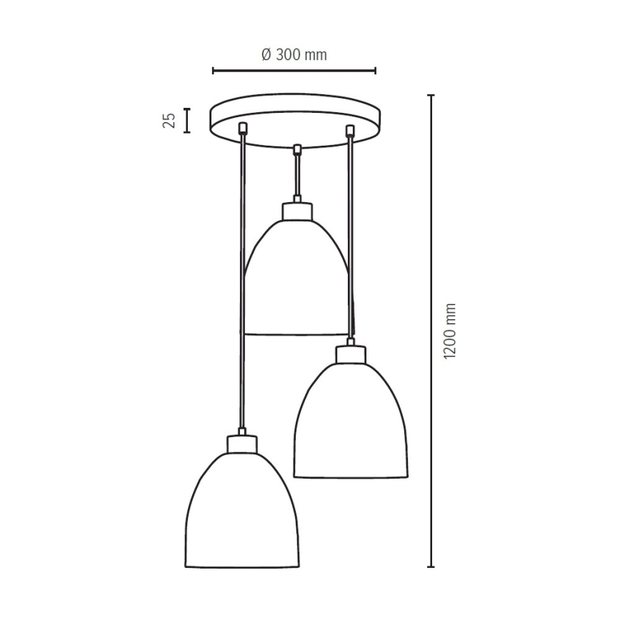 Candeeiro suspenso AURA 3xE27/60W/230V faia