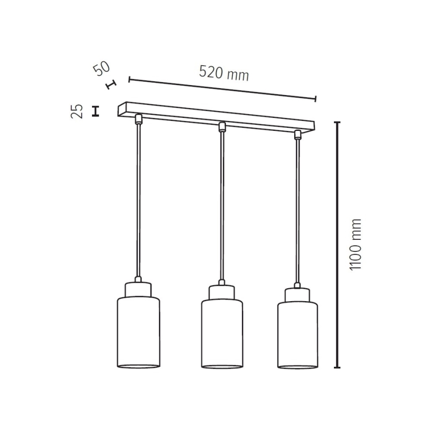 Candeeiro suspenso BOSCO 3xE27/60W/230V Bétula