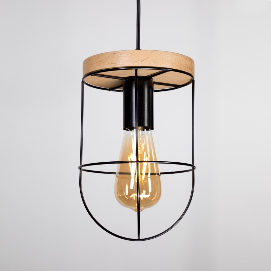 Candeeiro suspenso NETUNO 1xE27/60W/230V carvalho