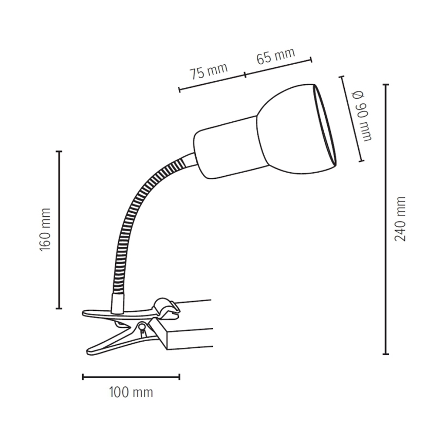 Luminária flexível com grampo SVENDA 1xE27/60W/230V carvalho/branco
