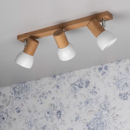 Candeeiro de focos SVENDA 3xE27/60W/230V carvalho/branco