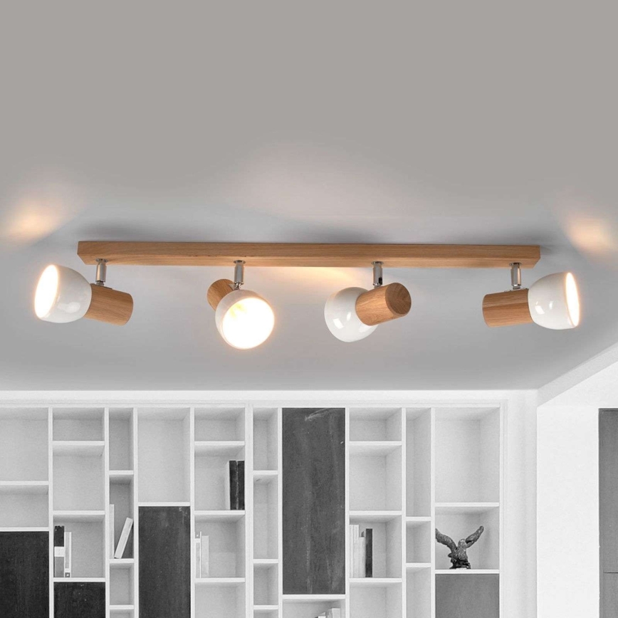 Candeeiro de focos SVENDA 4xE27/60W/230V carvalho/branco