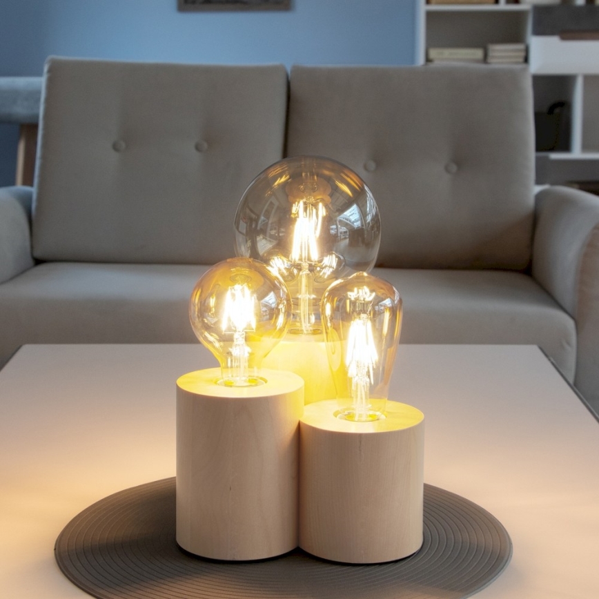 Candeeiro de mesa VINCENT 3xE27/15W/230V Bétula