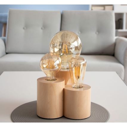 Candeeiro de mesa VINCENT 3xE27/15W/230V Bétula