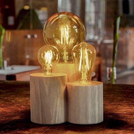 Candeeiro de mesa VINCENT 3xE27/15W/230V carvalho