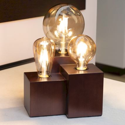 Candeeiro de mesa VINCENT 3xE27/15W/230V faia