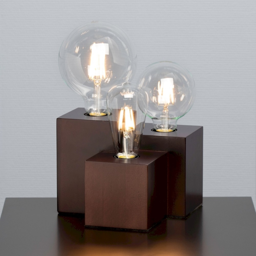 Candeeiro de mesa VINCENT 3xE27/15W/230V faia