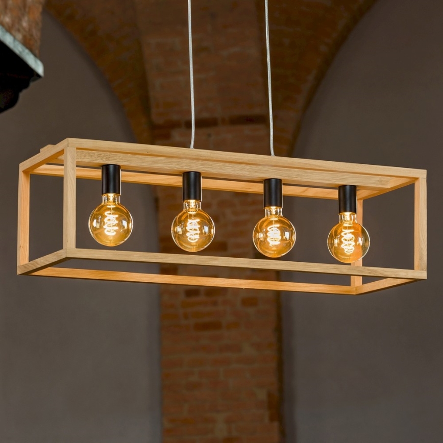 Candeeiro suspenso KAGO 4xE27/60W/230V carvalho mate