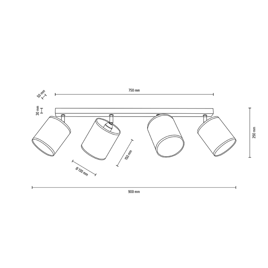 Luminária de teto com spots BOHO 4xE27/25W/230V carvalho
