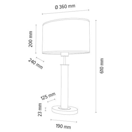 Candeeiro de mesa MERCEDES 1xE27/40W/230V 60 cm castanho/carvalho
