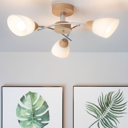 Candeeiro integrado VILETTA 3xE27/60W/230V carvalho