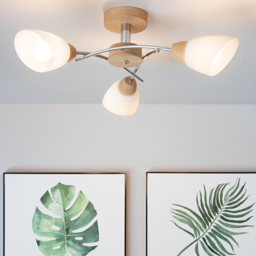 Candeeiro integrado VILETTA 3xE27/60W/230V carvalho