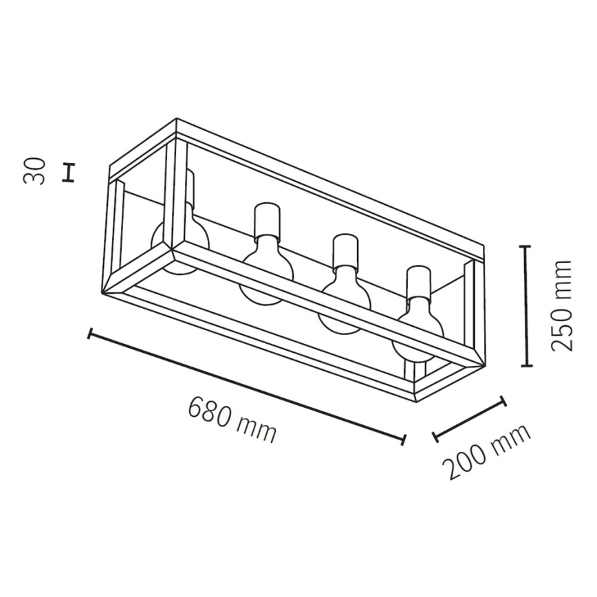 Candeeiro de tecto KAGO 4xE27/60W/230V carvalho fosco