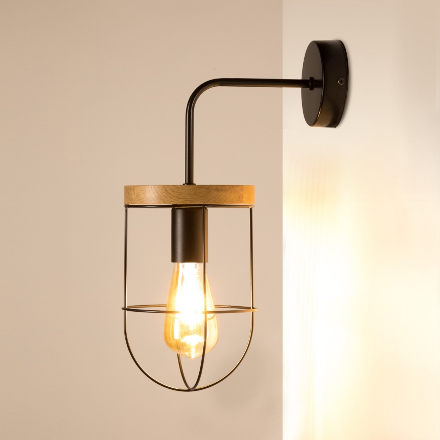 Iluminação de parede NETUNO 1xE27/25W/230V carvalho