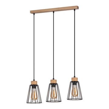 Spot-Light - Candeeiro suspenso ORAZIO 3xE27/60W/230V carvalho