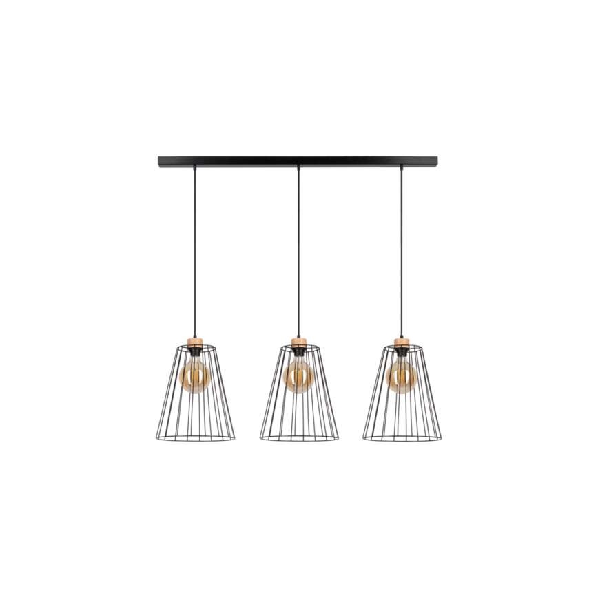 Candeeiro suspenso ORAZIO 3xE27/60W/230V pinho