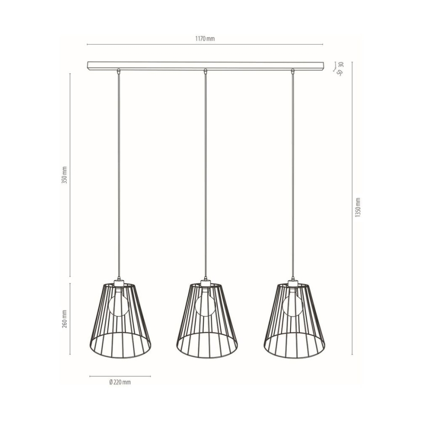 Candeeiro suspenso ORAZIO 3xE27/60W/230V pinho