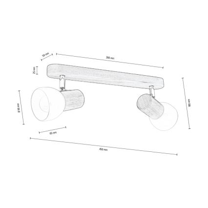 Foco de teto NEL 2xE27/15W/230V pinho